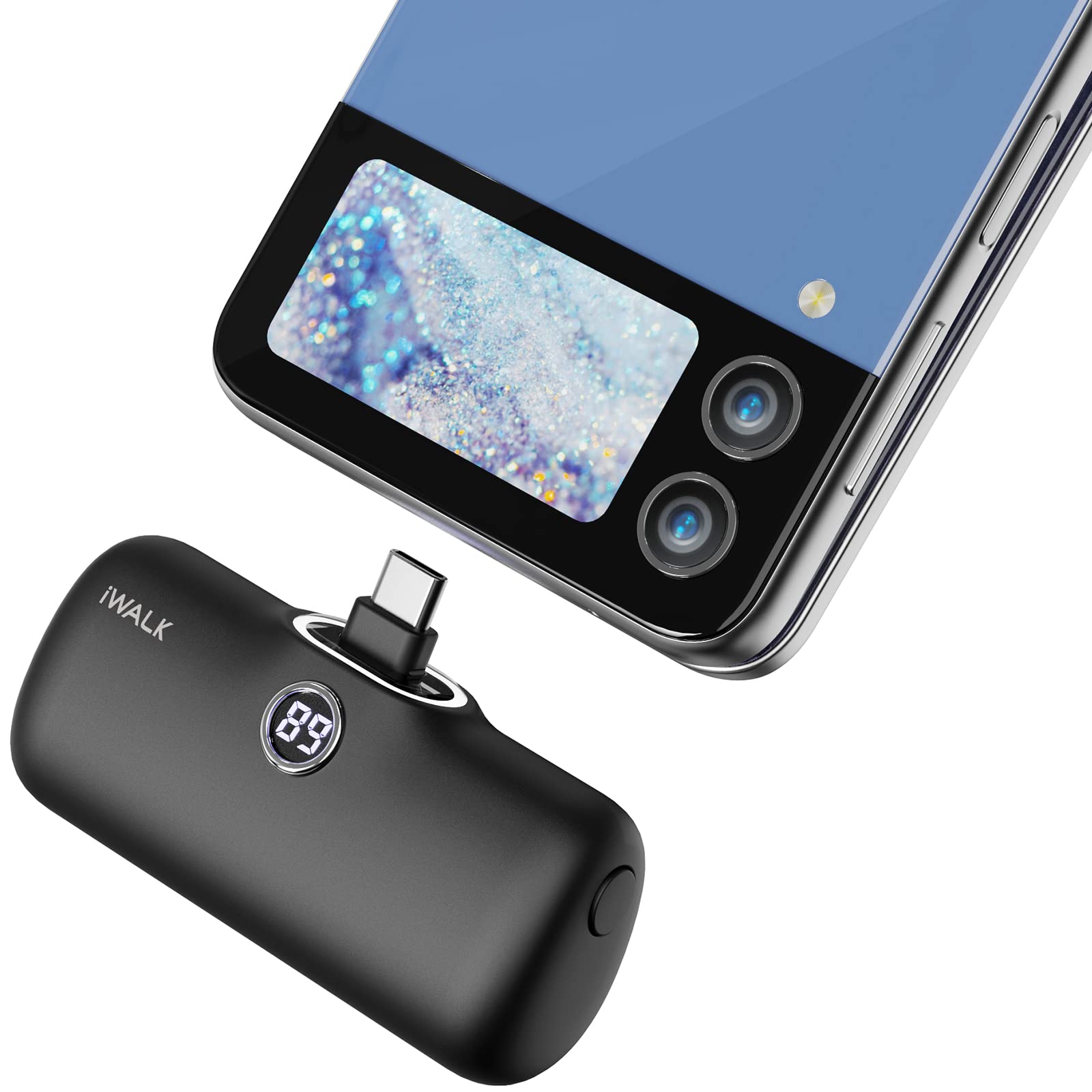 iWALK LinkPod 10000mAh Portable Charger - PD USB C Fast Charging Power Bank with LED Display | Compatible with Samsung S23/S22/S20/S10, Note 20/10, LG & Android Phones | Perfect for Travel, Camping & Emergency Charging (Black)