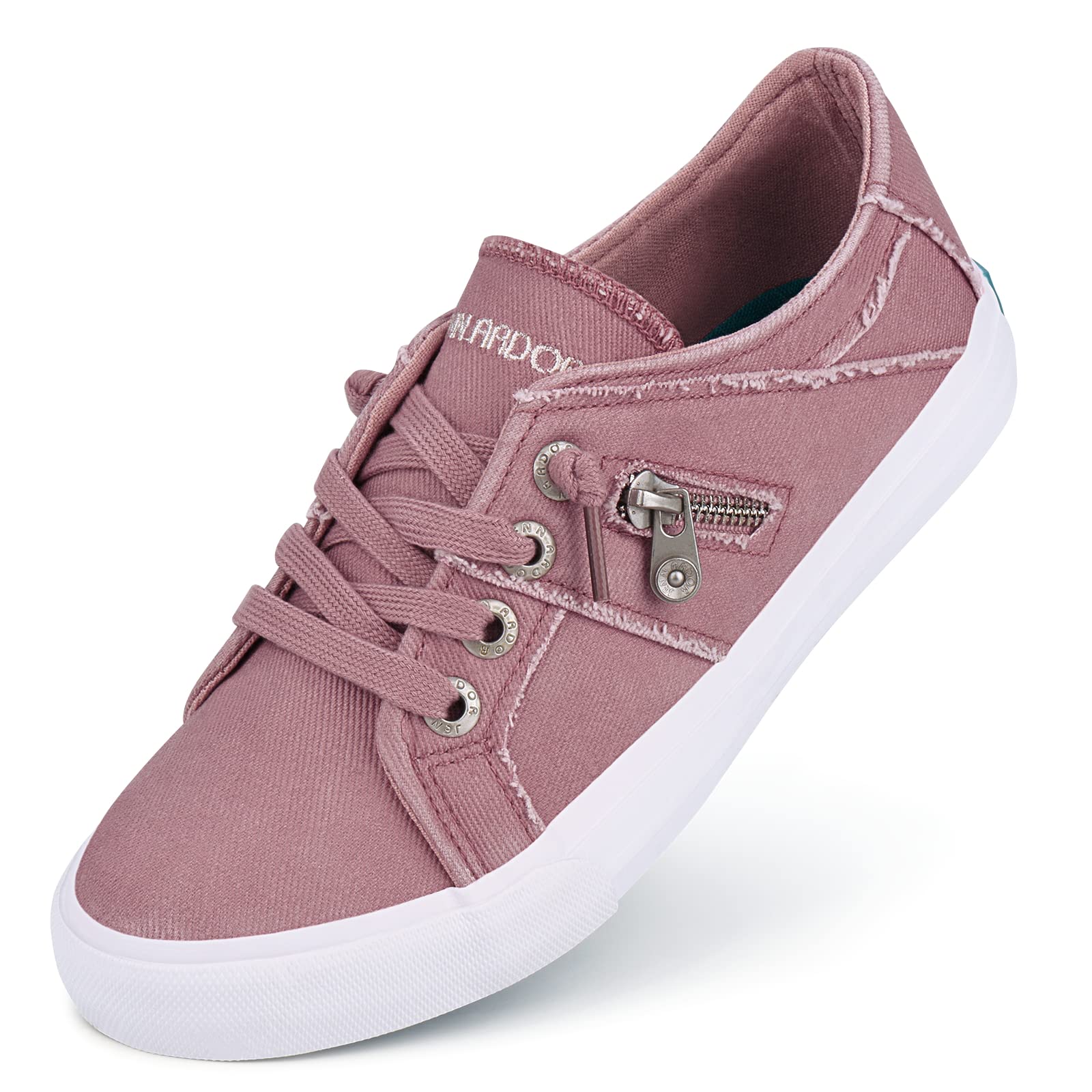 **JENN ARDOR Women's Low Top Slip-On Sneakers - Fashion Lace-Up Canvas Flats for Walking & Running - Comfortable Casual Shoes for Work, Travel & Daily Wear**