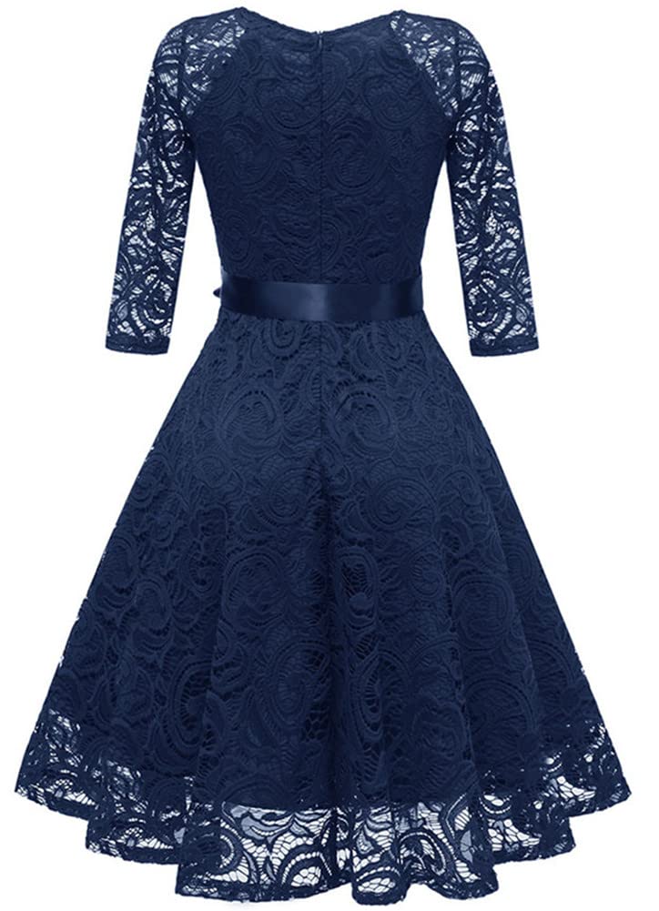 Origine Lei Women's V-Neck Half Sleeve Short Prom Dress - A-Line Lace Sash Party Gown for Homecoming, Cocktail, Wedding Guest & Special Occasions