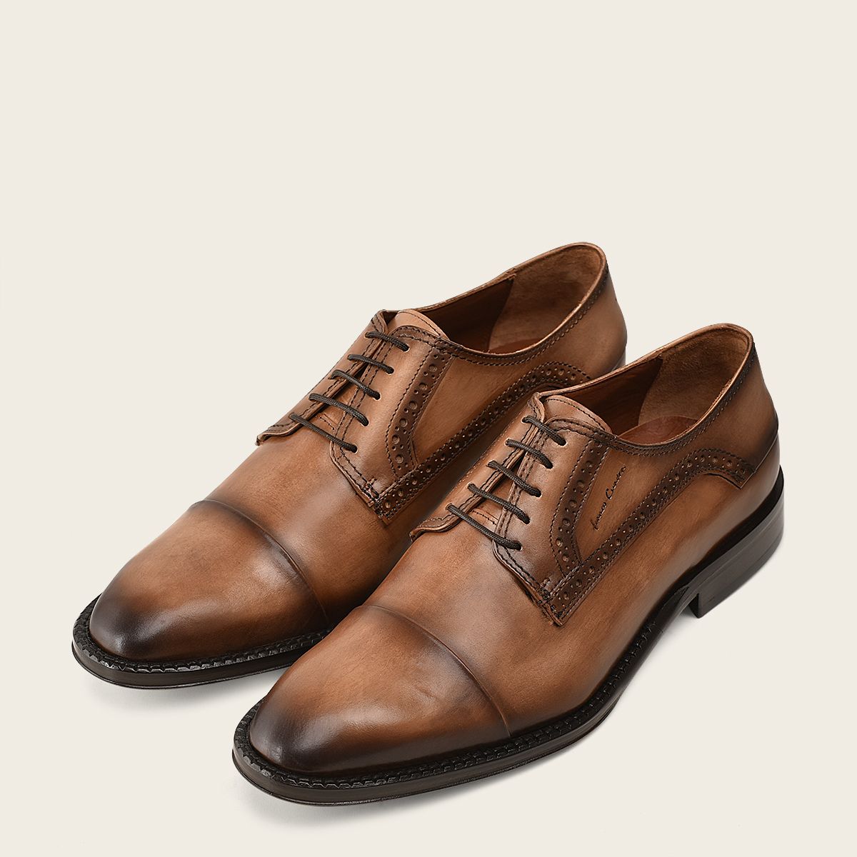 D24TVTV Brown Franco Cuadra Men's Dress Shoes - Premium Leather Formal Shoes for Business, Wedding & Special Occasions