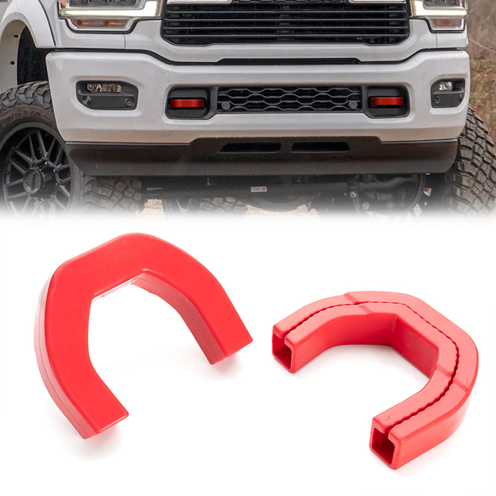 Dodge RAM 1500 Front Tow Hook Covers (2019-2025) - Red Replacement Accessories for Off-Road Protection & Style | Perfect for Trail Riding, Truck Shows & Custom Builds