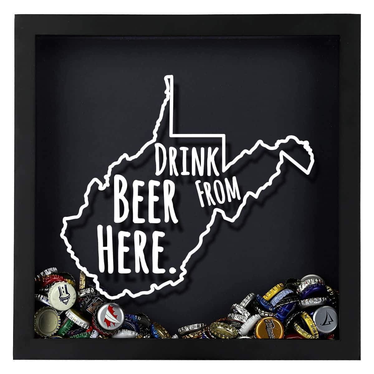 Torched Beer Cap Shadow Box Display - Wall Mounted Hanging Frame for Beer Lovers & Collectors | Unique West Virginia Decor & Gift for Men | Perfect for Man Cave, Bar Decor & Home Brewery Display