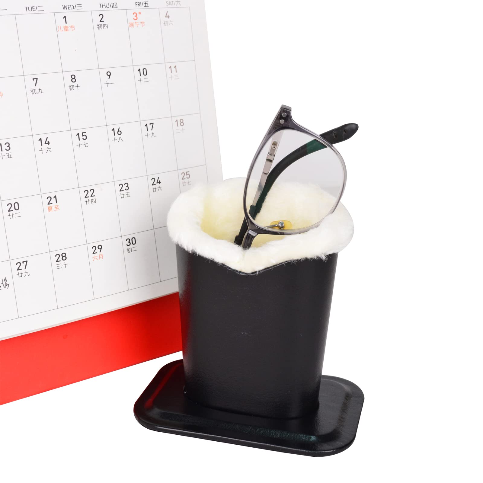 Baitaihem 2 Pack Plush Lined Eyeglasses Holder Stand - Soft Protective Glasses Case for Desk & Nightstand - Perfect for Home, Office, and Travel Organization