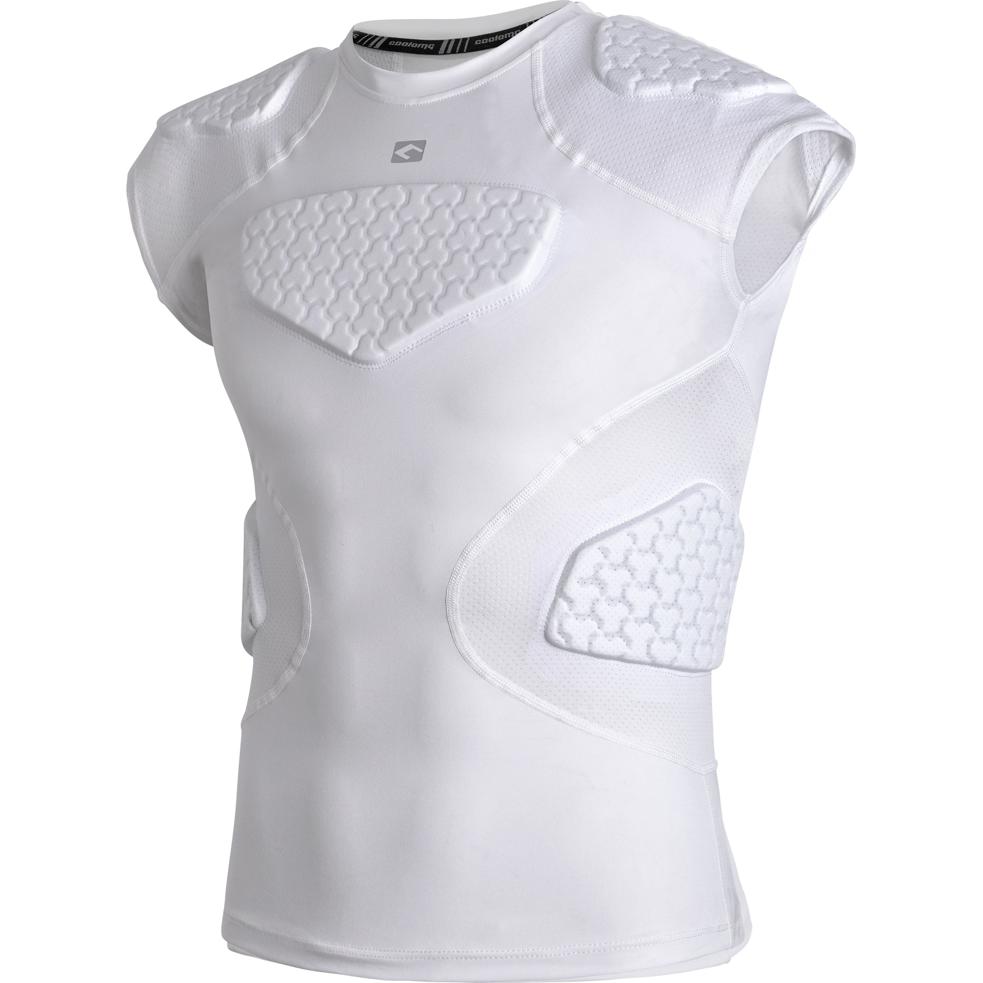 COOLOMG Youth Football Padded Compression Shirt with Chest & Shoulder Protection - CF004 - Lightweight Armor for Tackle Football Practice & Games