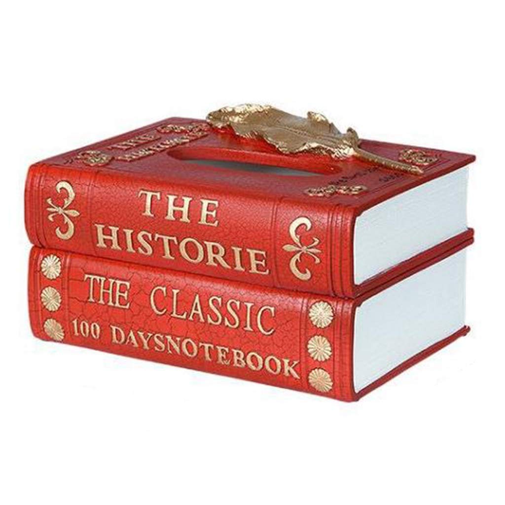 Red Tissue Box Holder Cover - 11.5x15x20.8cm Multi-Functional Book Tray for Living Room, Study & Office - Stylish Home Decor & Organization Solution
