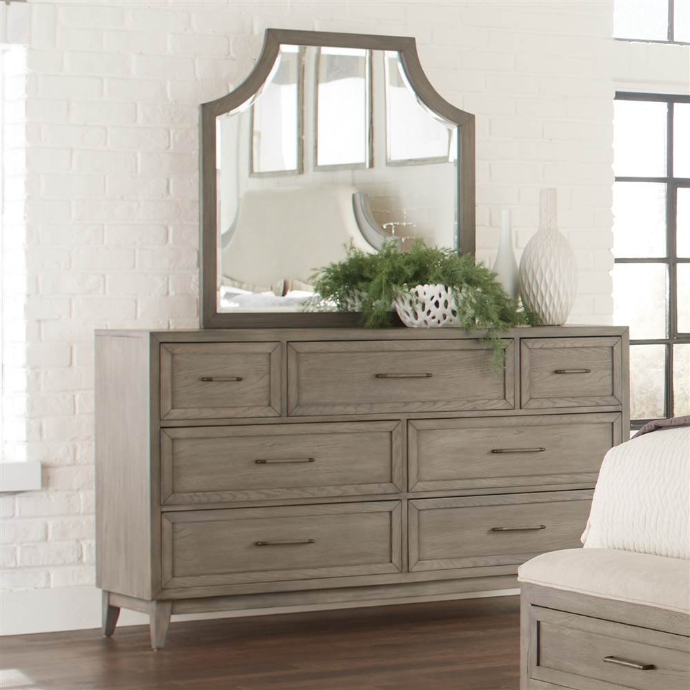 Riverside Furniture Vogue Wood Framed Arch Mirror in Gray Wash - Elegant Wall Decor for Living Room, Bedroom & Entryway