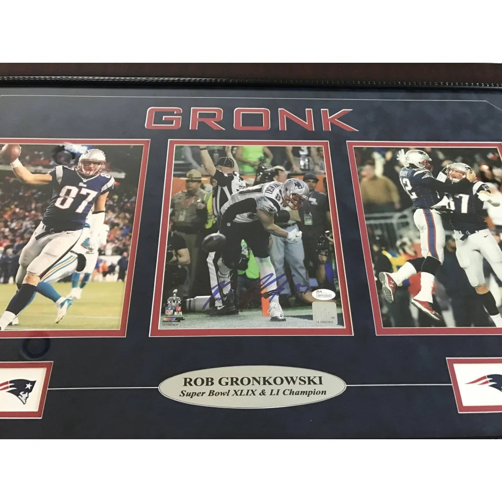 Authentic Rob Gronkowski Signed 8x10 Photo Collage with JSA COA - New England Patriots Autographed Memorabilia - Perfect for Sports Collectors and Patriots Fans Display