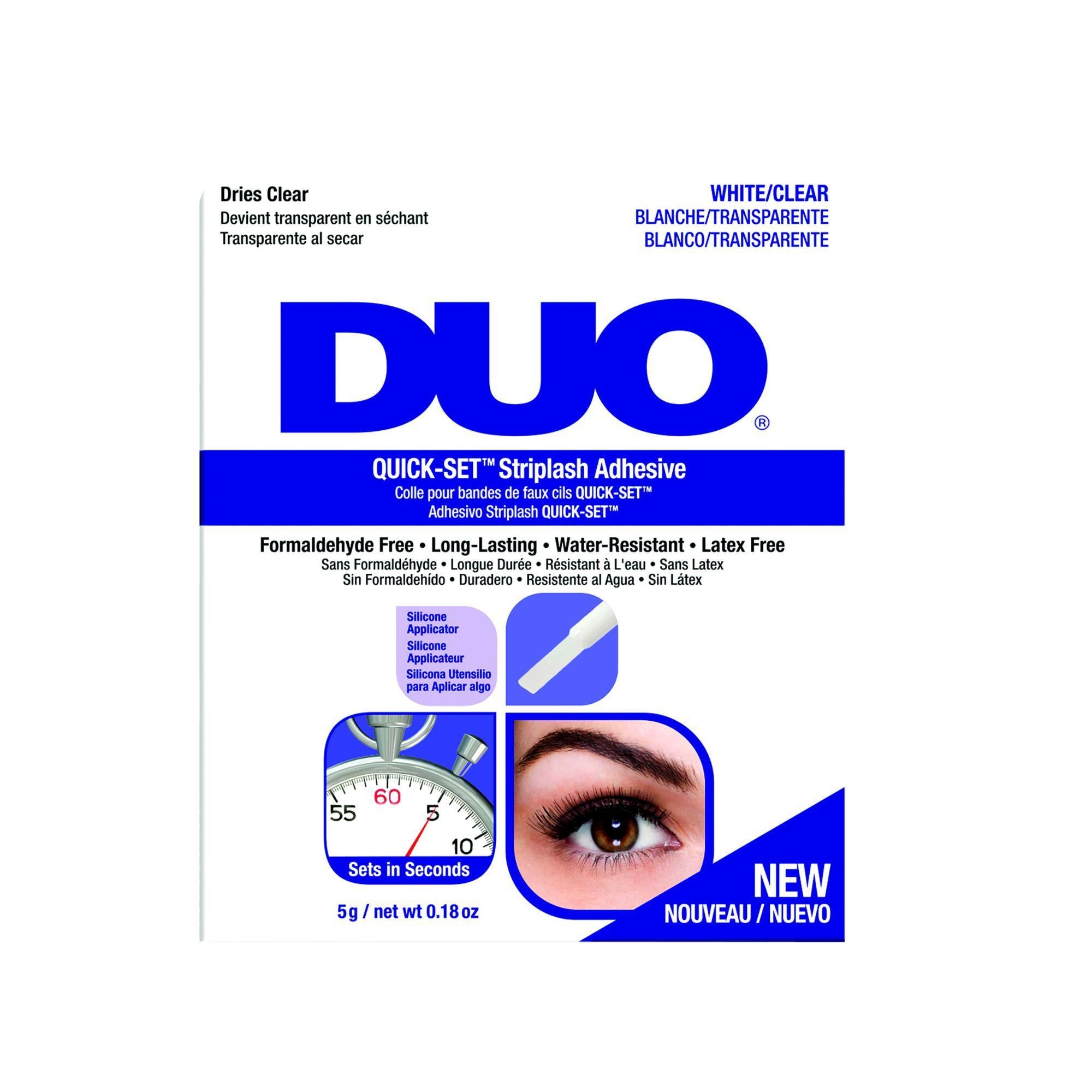 Ardell DUO Quick Set Lash Adhesive - Clear, 0.18 oz - Strong Hold Eyelash Glue for False Lashes - Waterproof & Smudge Proof - Perfect for Daily Use, Special Occasions & Makeup Artists