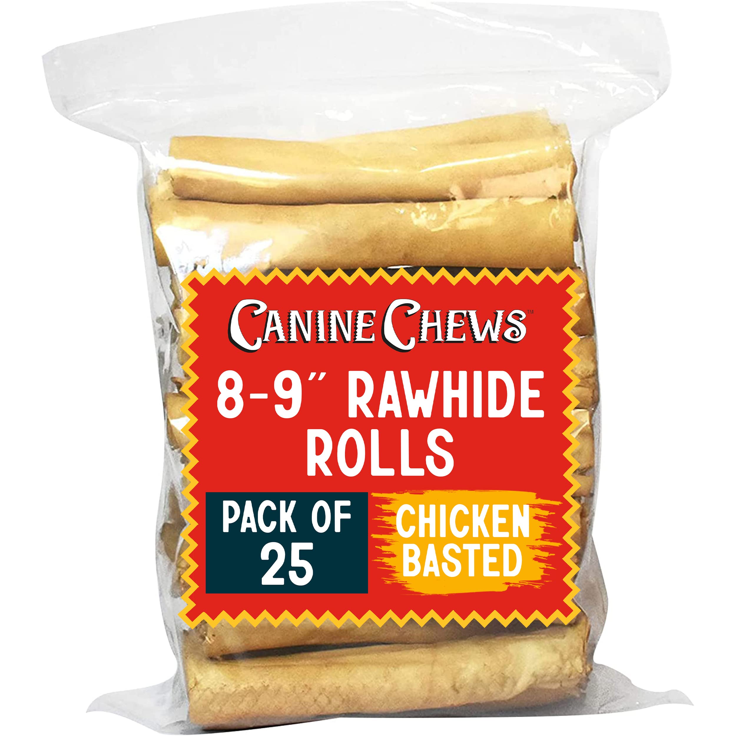 Premium Chicken-Flavored Rawhide Chews for Large Dogs - 8-9