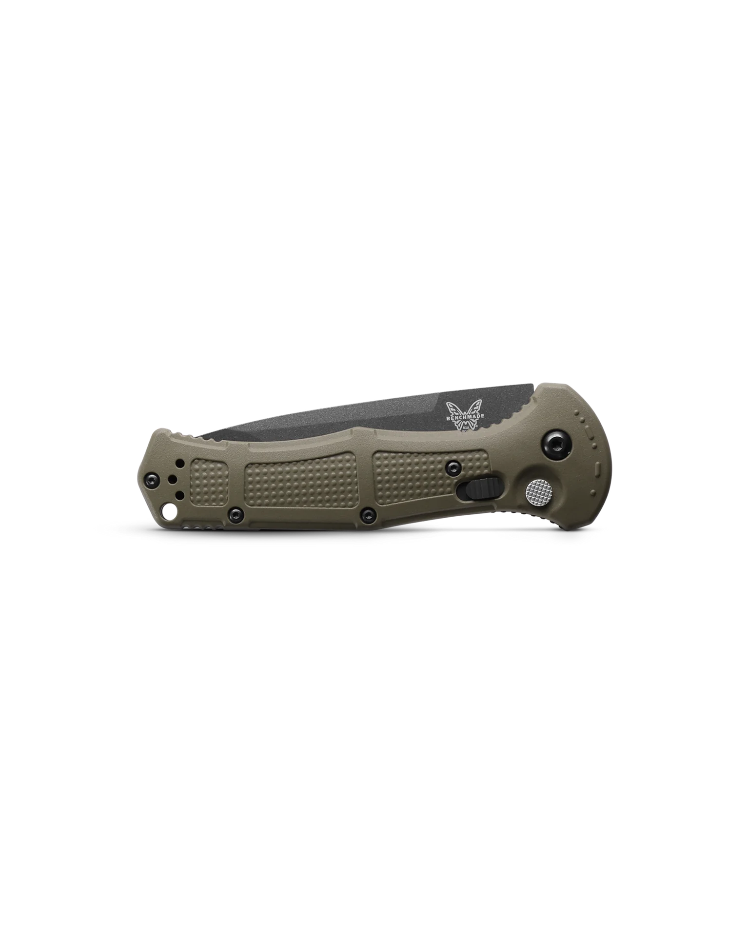 Benchmade 9071BK Claymore Auto Tanto Knife - Cobalt Black Plain Edge Blade with Ranger Green Grivory Handles - Tactical Folding Knife for Outdoor Survival, Camping & EDC