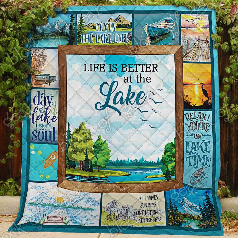 Love Lake Days Printed Quilt NP270 - Soft Lightweight All-Season King/Queen/Twin Bedding Set | Cozy Bedroom Decor & Perfect Christmas Gift for Home