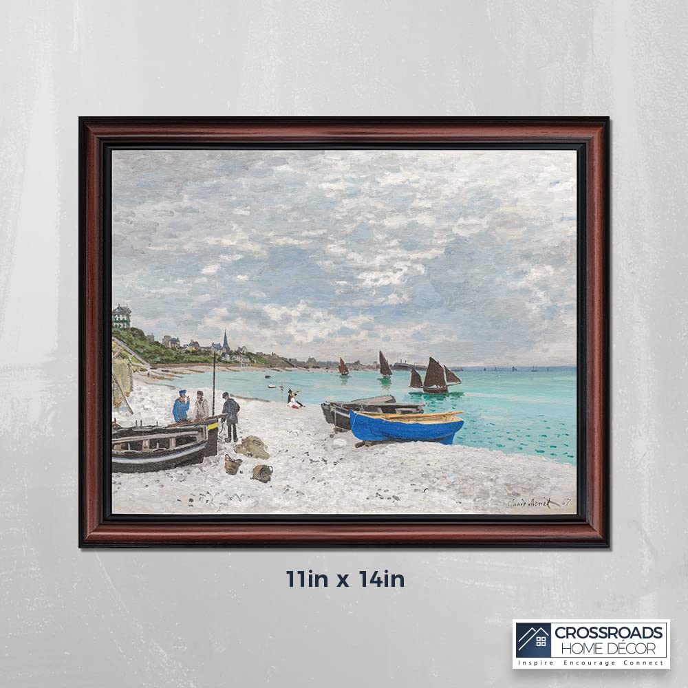Claude Monet Framed Wall Art Print - Beach at Sainte-Adresse, Coastal Home Décor, 11x14 Inches, Perfect for Living Room, Bedroom & Office Decor