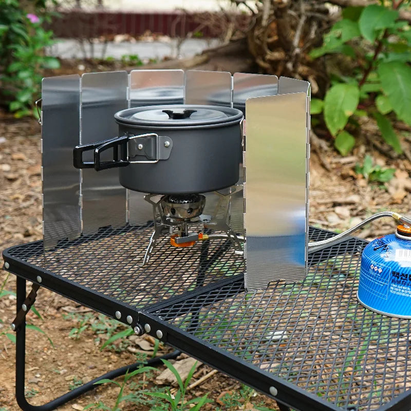 Portable Folding Camping Stove Windscreen - Lightweight Gas Stove Windshield for Outdoor Cooking | Perfect for Backpacking, Hiking & Picnics