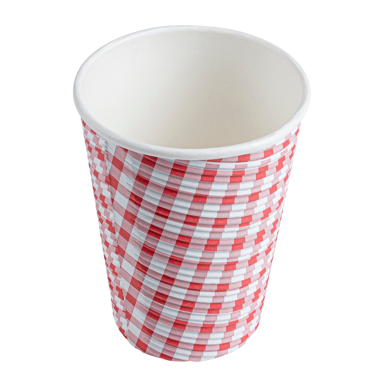 12 oz Spiral Wall Paper Coffee Cups with Picnic Print - 25 Count Box (3.5