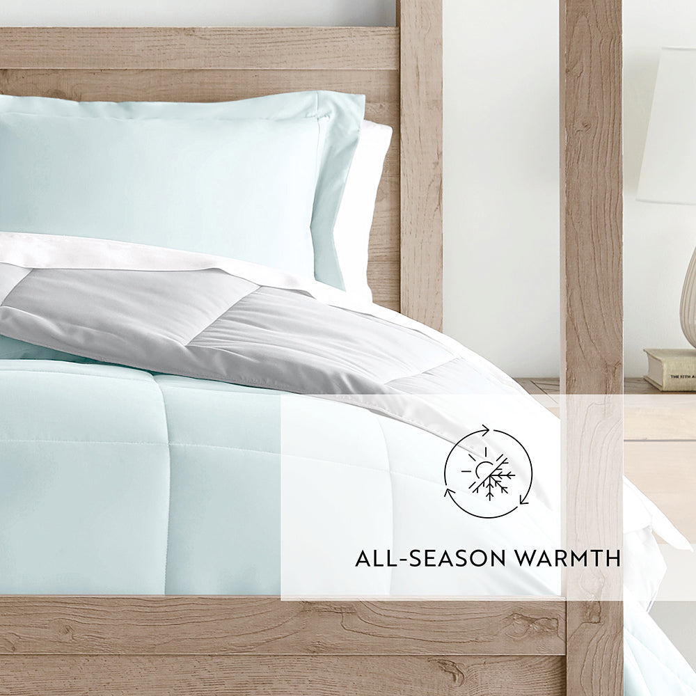 Reversible Down Alternative Comforter Set - All Season Hypoallergenic Bedding - Queen Size for Cozy Bedroom & Guest Room Comfort