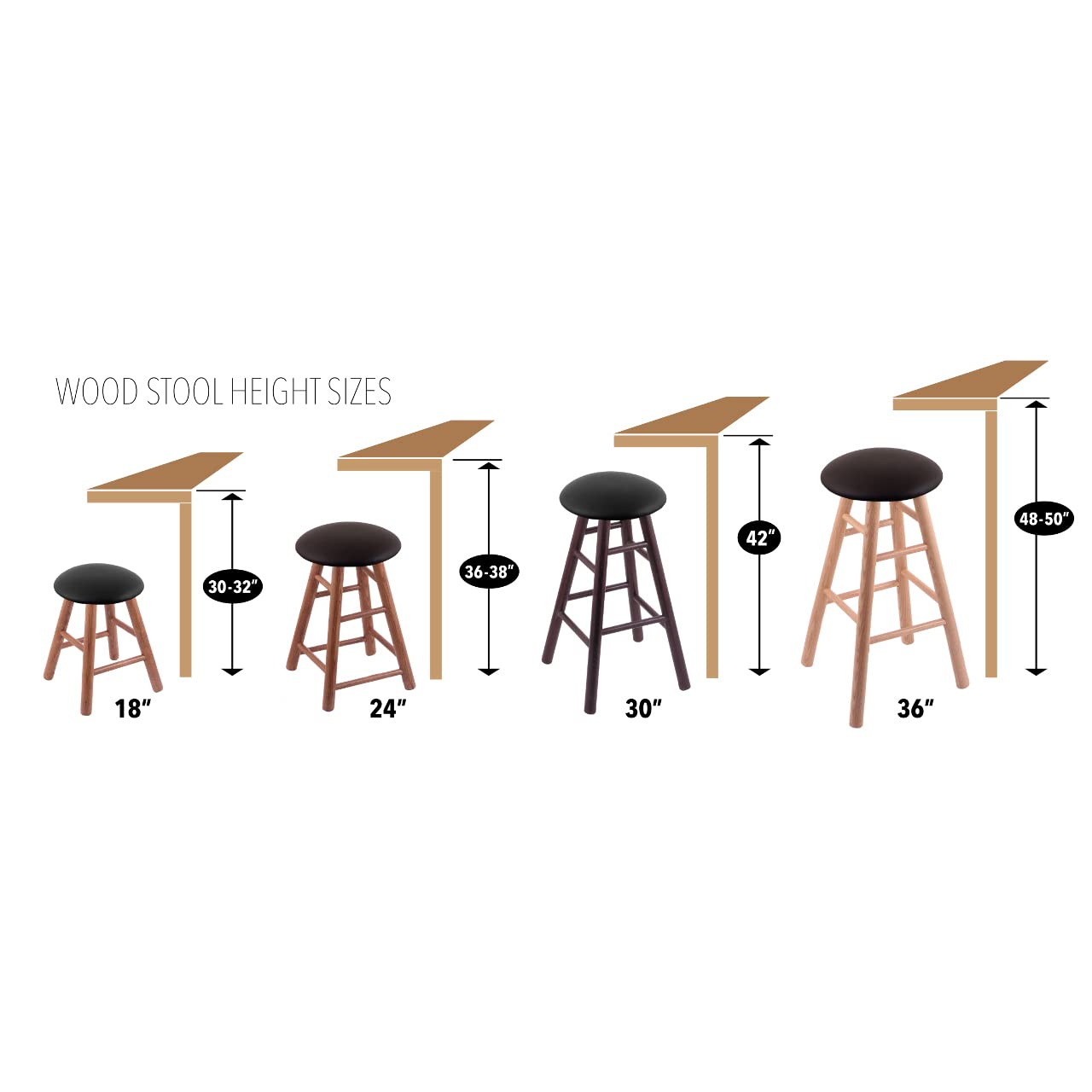 Holland Bar Stool Co. Natural Oak Wood Bar Stool with Clemson Seat - Perfect for Kitchen Islands, Home Bars & Restaurants