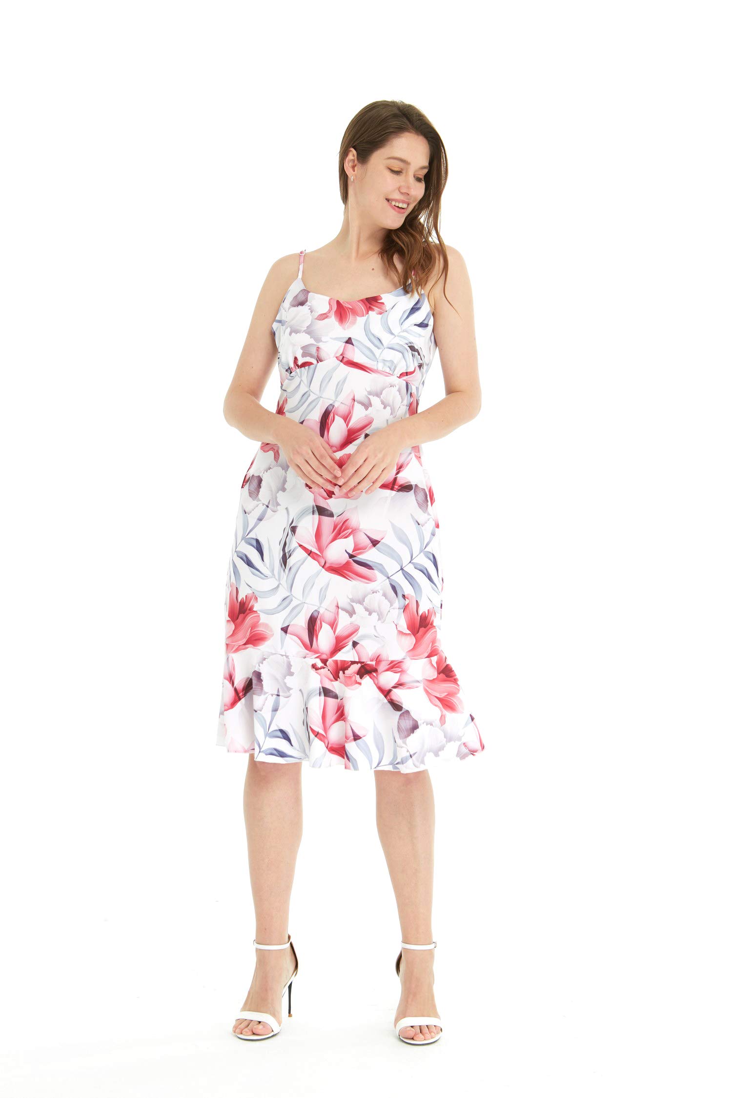Women's Tropical Print Hawaiian Mermaid Ruffle Dress - Beach Party, Vacation & Summer Outfit for Poolside, Luau & Island Getaways