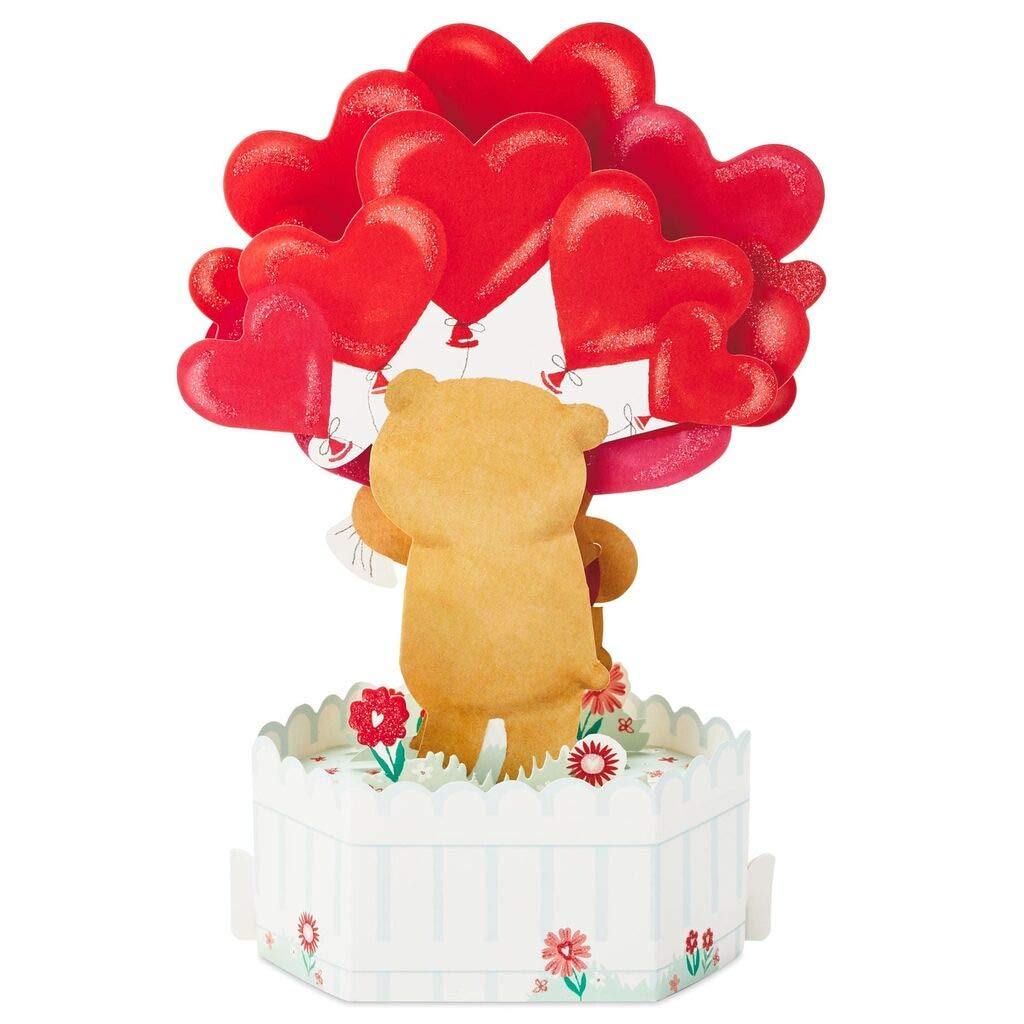 3D Pop-Up Valentine's Day Card - Paper Wonder Love You Bunches Bear With Balloons | Romantic Gift for Couples, Anniversary & Special Occasions