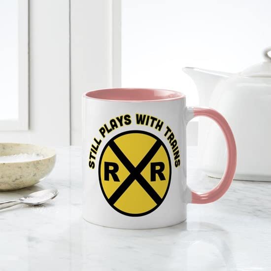 Still Plays With Trains 11 oz Ceramic Coffee Mug (325ml) - Funny Novelty Gift for Train Lovers, Perfect for Home, Office or Commuter Use