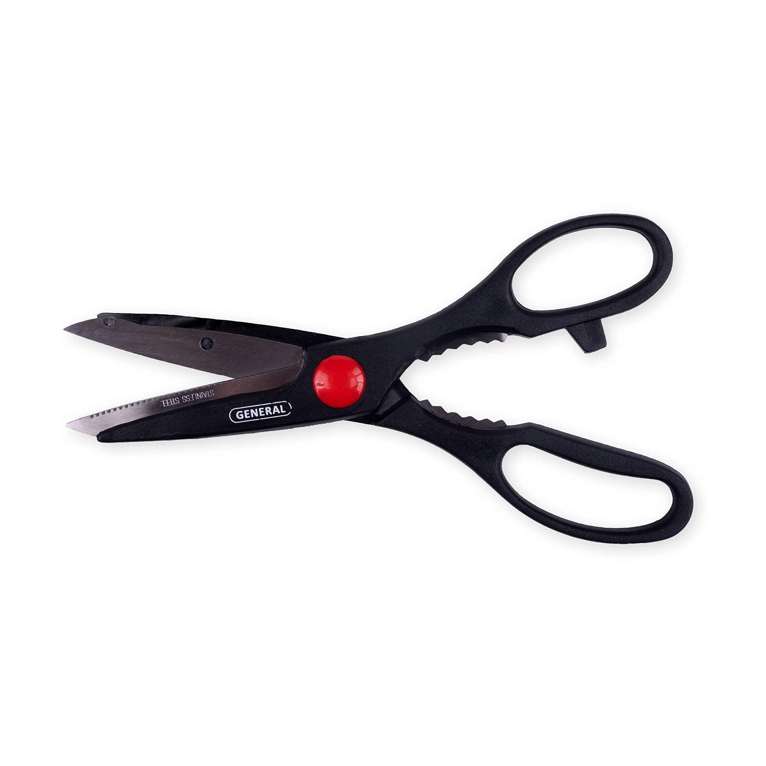 General Tools WS-1303 Multipurpose Scissors - Heavy Duty All-Purpose Shears for Home, Office & Crafting - Pack of 2 - Perfect for Cutting Paper, Fabric, Cardboard & More