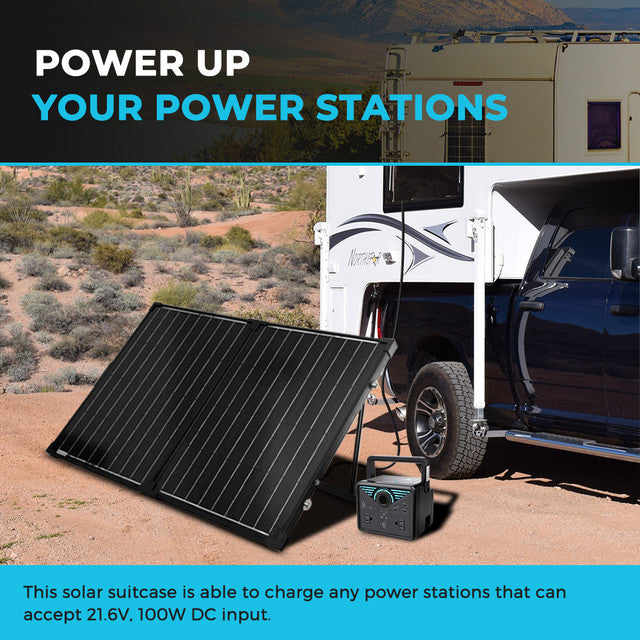 Renogy 100W 12V Monocrystalline Foldable Solar Panel Suitcase | Portable Solar Charger for RV, Boat, Camping & Off-Grid Power | No Controller Included