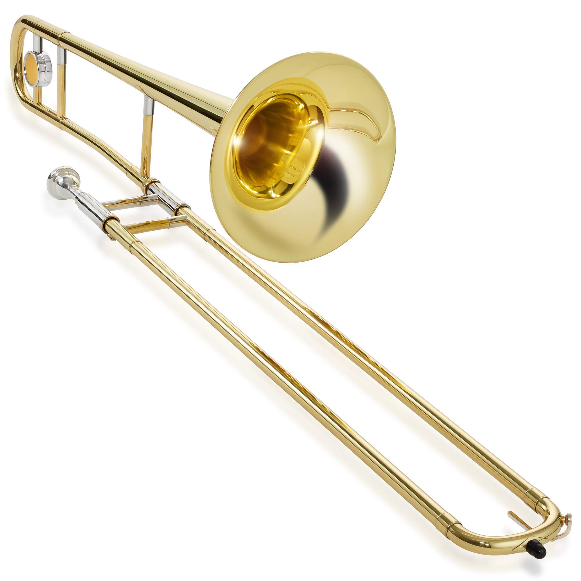 Ashthorpe Bb Tenor Slide Trombone with Gold Lacquer Finish - Professional Brass Instrument with Case, Mouthpiece, Gloves, Cleaning Kit & Slide Grease - Perfect for School Bands, Jazz Ensembles & Orchestral Performances