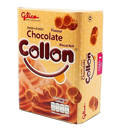 Glico Collon Chocolate Cream Waffle Roll Biscuits 1.9oz (54g) - Pack of 4 | Japanese Snacks for Office, School & Travel | Crunchy Wafer Treat with Rich Chocolate Filling