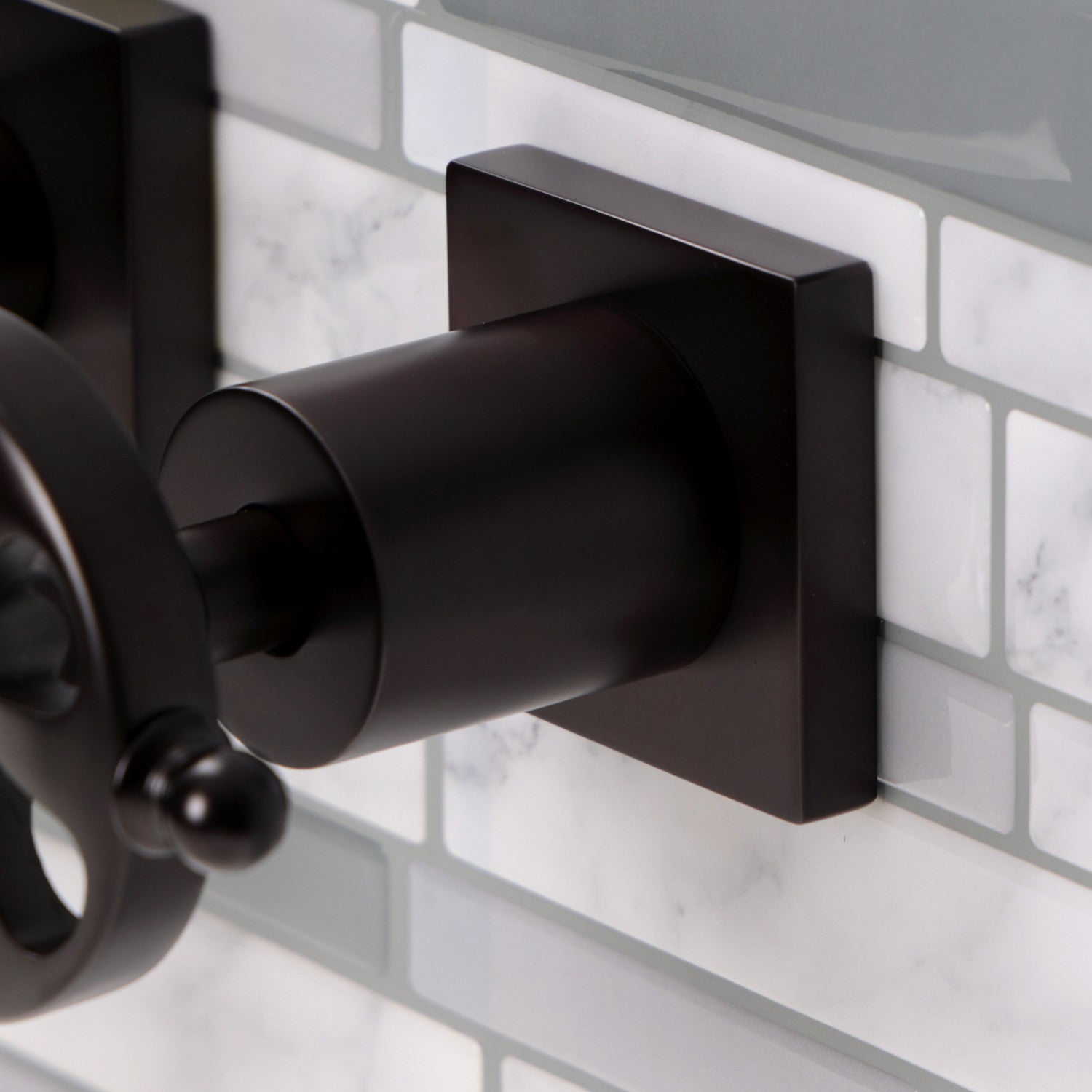 Belknap KS6125RX Oil Rubbed Bronze 3-Hole Wall Mount Bathroom Faucet with Double Handle - Perfect for Modern Bathroom, Powder Room, and Spa Settings