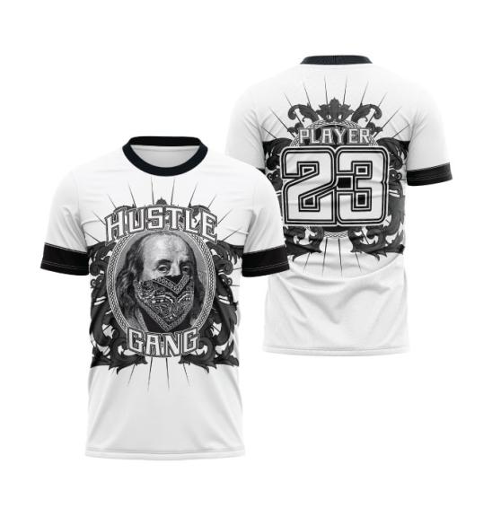 Hustle Gang OG White Men's Full Dye Basketball Jersey - Lightweight Performance Shirt for Streetball, Gym & Casual Wear