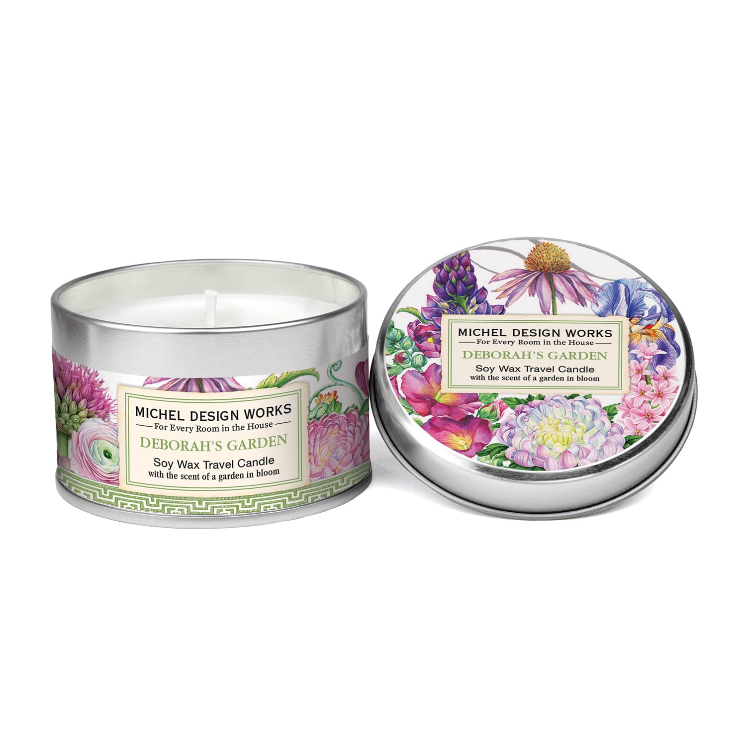 Michel Design Works Deborah's Garden Soy Wax Travel Tin Candle - Perfect for Home Decor, Relaxation & Gifts