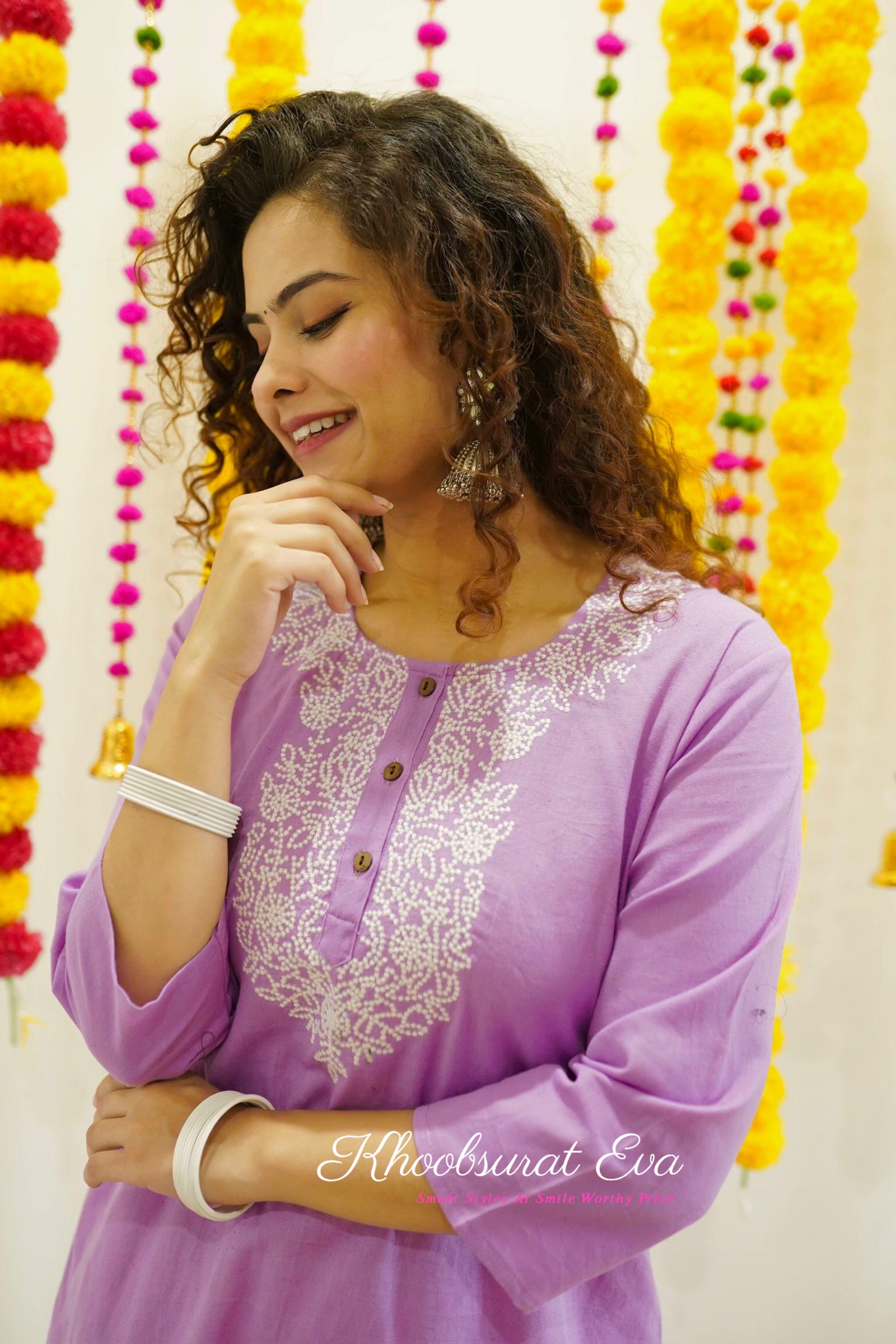 Stylish Purple and White Embroidered Kurta Set for Women | Traditional Indian Ethnic Wear | Perfect for Festivals, Weddings & Special Occasions
