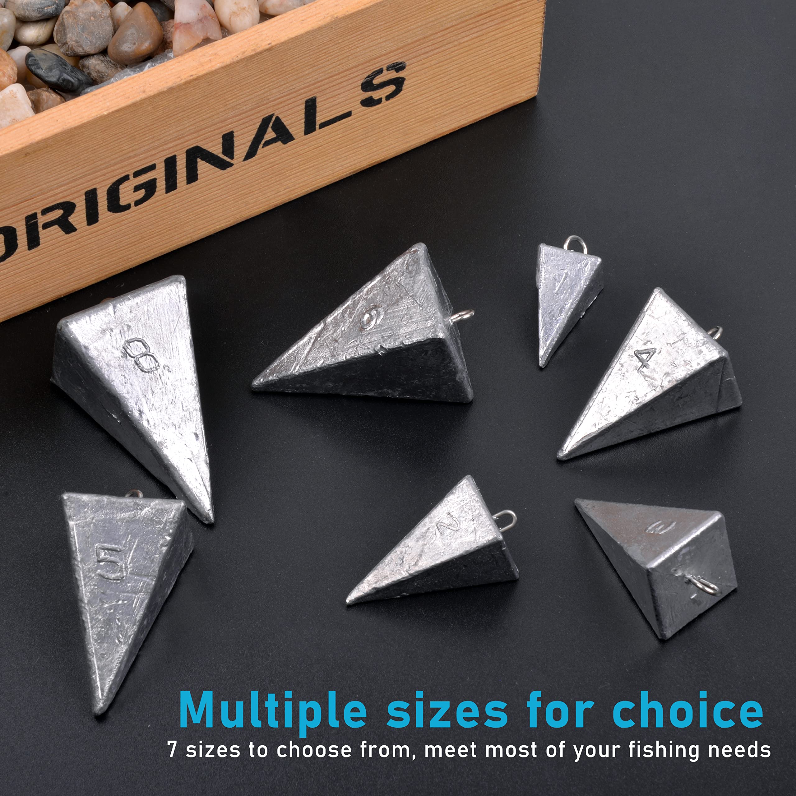 Pyramid Sinkers Fishing Weights - 1oz to 8oz Bullet Sinkers for Saltwater Surf Fishing, Tangle-Free Design - Perfect for Surf Casting, Bottom Fishing, and Offshore Angling