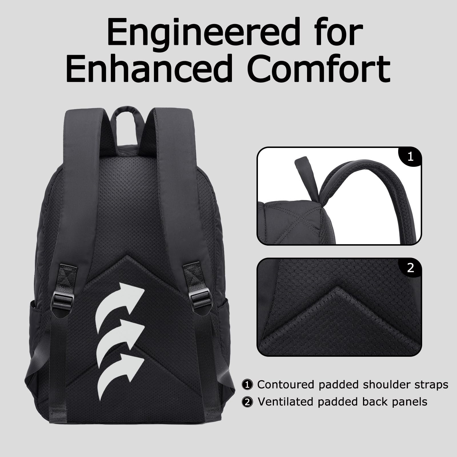 CAMTOP Women's Travel Backpack - Lightweight Water-Resistant School Backpack for College, Work & Daily Commute - Durable Casual Daypack (Black) - Perfect for Business Trips, Campus Life & Outdoor Adventures