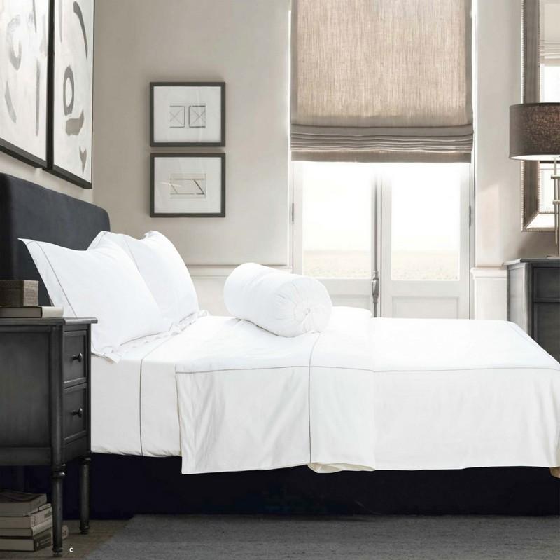 Luxury Hotelier Prestigio™ Silver Check Embroidered Fitted Sheet Set - Queen Size 4-Piece Bedding Set for Upscale Hotels & Home Decor