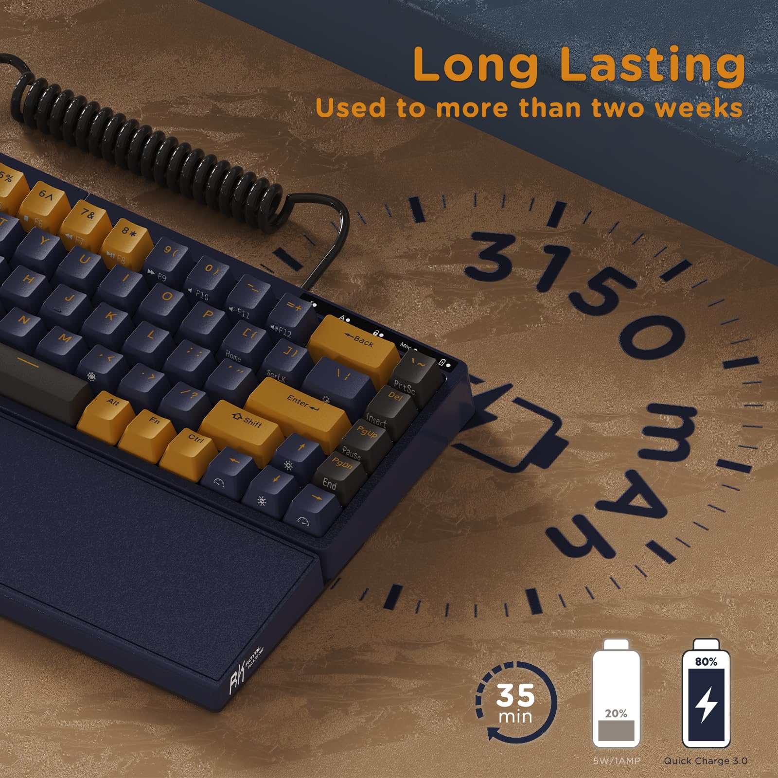 RK RKS70 Wireless Ergonomic Gaming Keyboard - RGB Mechanical, Hot-Swappable for Win/Mac, Perfect for Office & Gaming