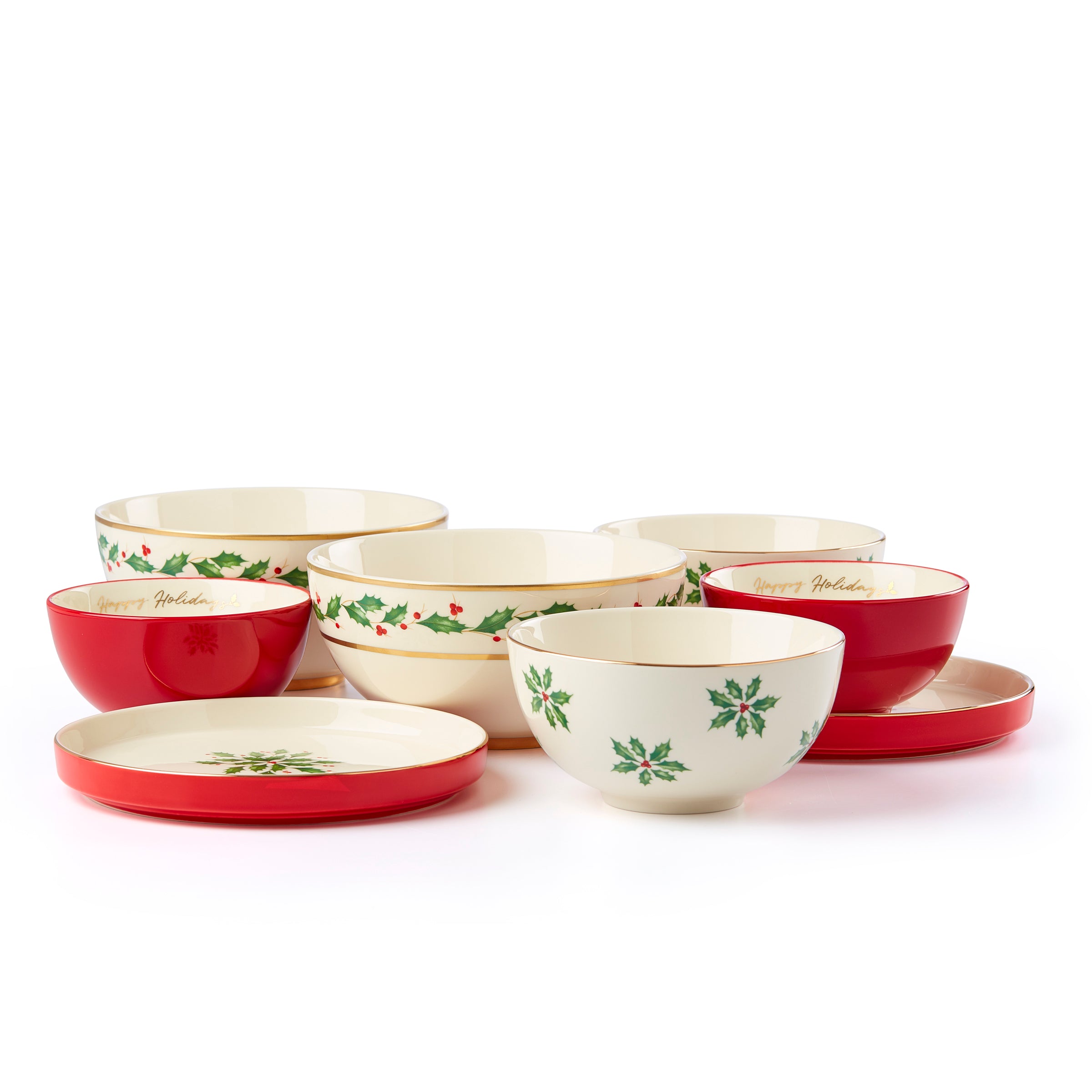 8-Piece Nesting Dinnerware Set for Holiday & Everyday Use - Space-Saving Dishware for Parties, Camping & Small Kitchens