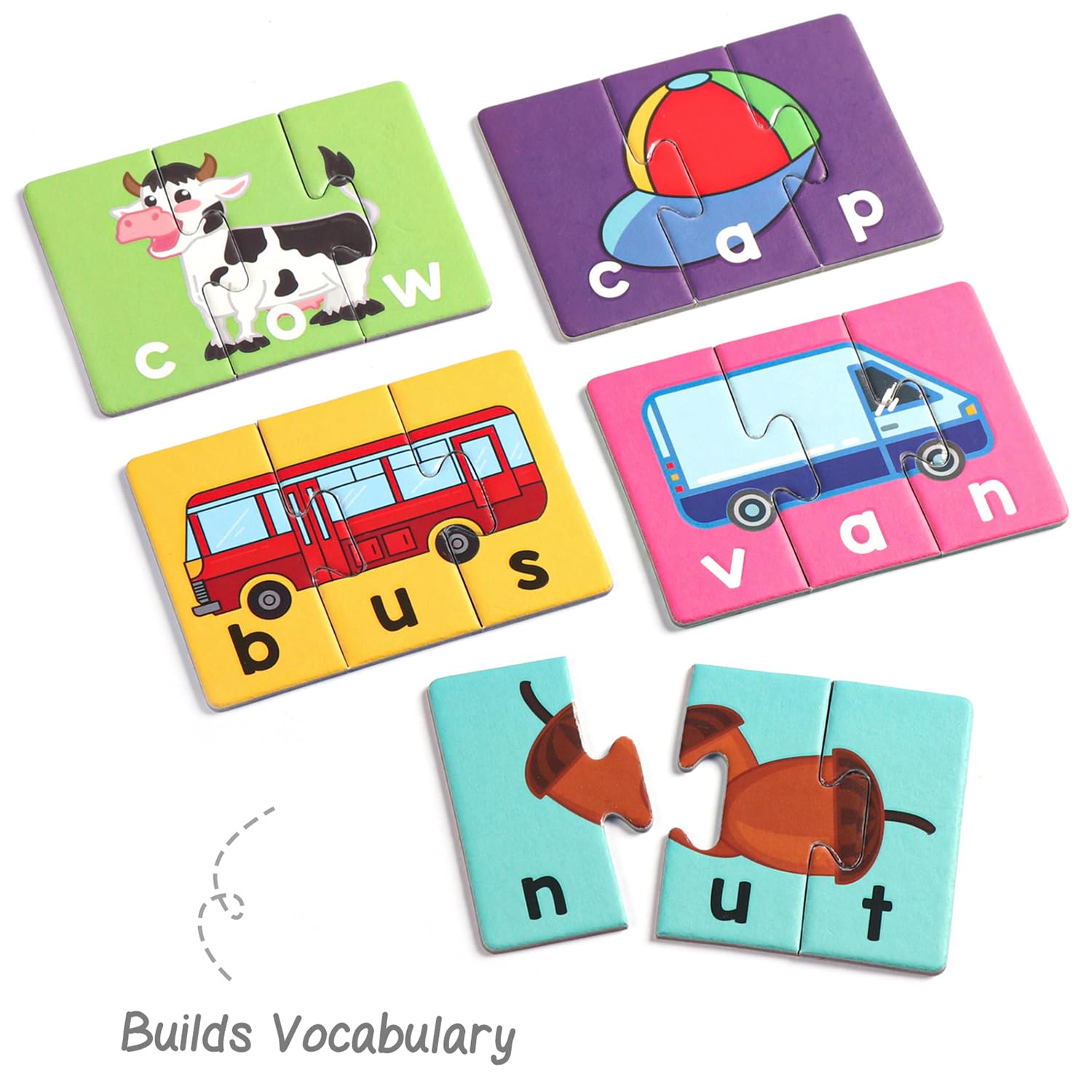 Premium 90-Piece 3-Letter Word Spelling Jigsaw Puzzle Set | Learn to Spell with 30 Colorful Picture Puzzles | Educational Toy for Kids Ages 4+ | Perfect for Preschool Learning & Family Game Night