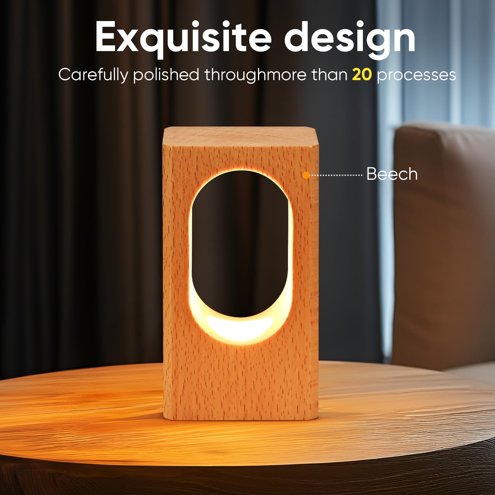 Dimmable LED Wood Desk Lamp - Adjustable Bedside Night Light for Bedroom, Creative Home Decor Table Lamp with Warm Lighting, Unique Housewarming Gift for Office, Study, Reading & Relaxation