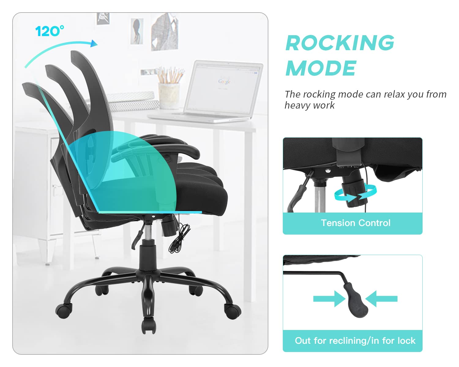 Big and Tall Office Chair 400lbs - Ergonomic Mesh Computer Desk Chair with Lumbar Support, Wide Seat & Adjustable Arms - High Back Executive Swivel Rolling Task Chair for Home Office (Grey) - Perfect for Long Work Hours & Heavy-Duty Use