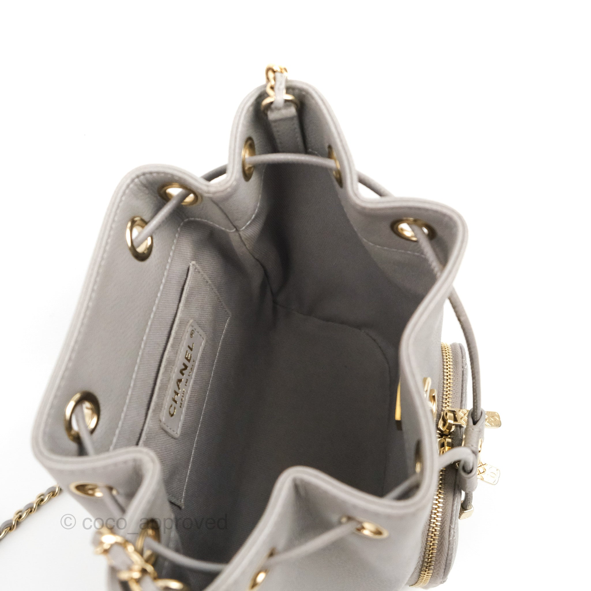 Chanel Business Affinity Drawstring Bucket Bag in Grey Caviar Leather with Gold Hardware - Perfect for Work, Travel & Everyday Luxury
