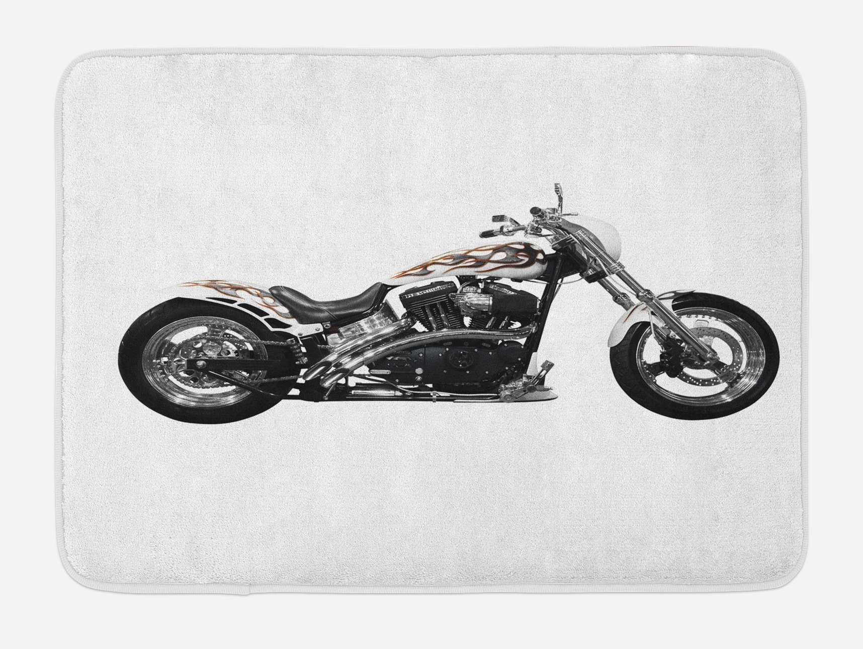 Ambesonne Motorcycle Bath Mat - Non-Slip Plush Bathroom Rug for Men, Hipster Biker Style with Chopper & Throttle Design, 30.2 x 20 Inches, Black White Grey - Perfect for Motorcycle Enthusiasts' Bathroom Decor