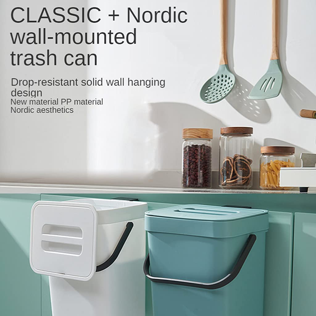 5L Wall-Mounted Small Trash Can for Kitchen Cabinet Door - Space Saving