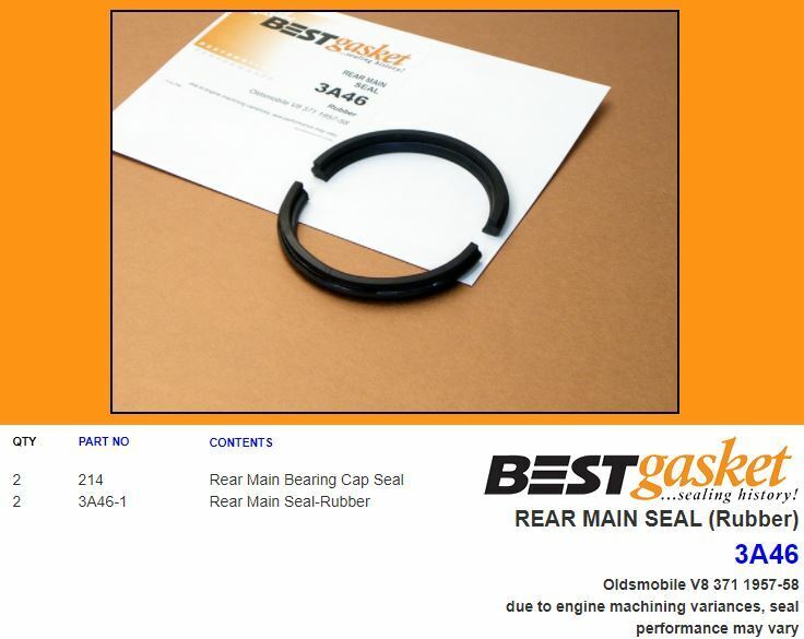 Best Rear Main Bearing Seal Rubber for Oldsmobile Olds/GMC J2 370 371 1957-1958 - High-Quality Engine Seal Replacement for Classic Car Restoration & Repair