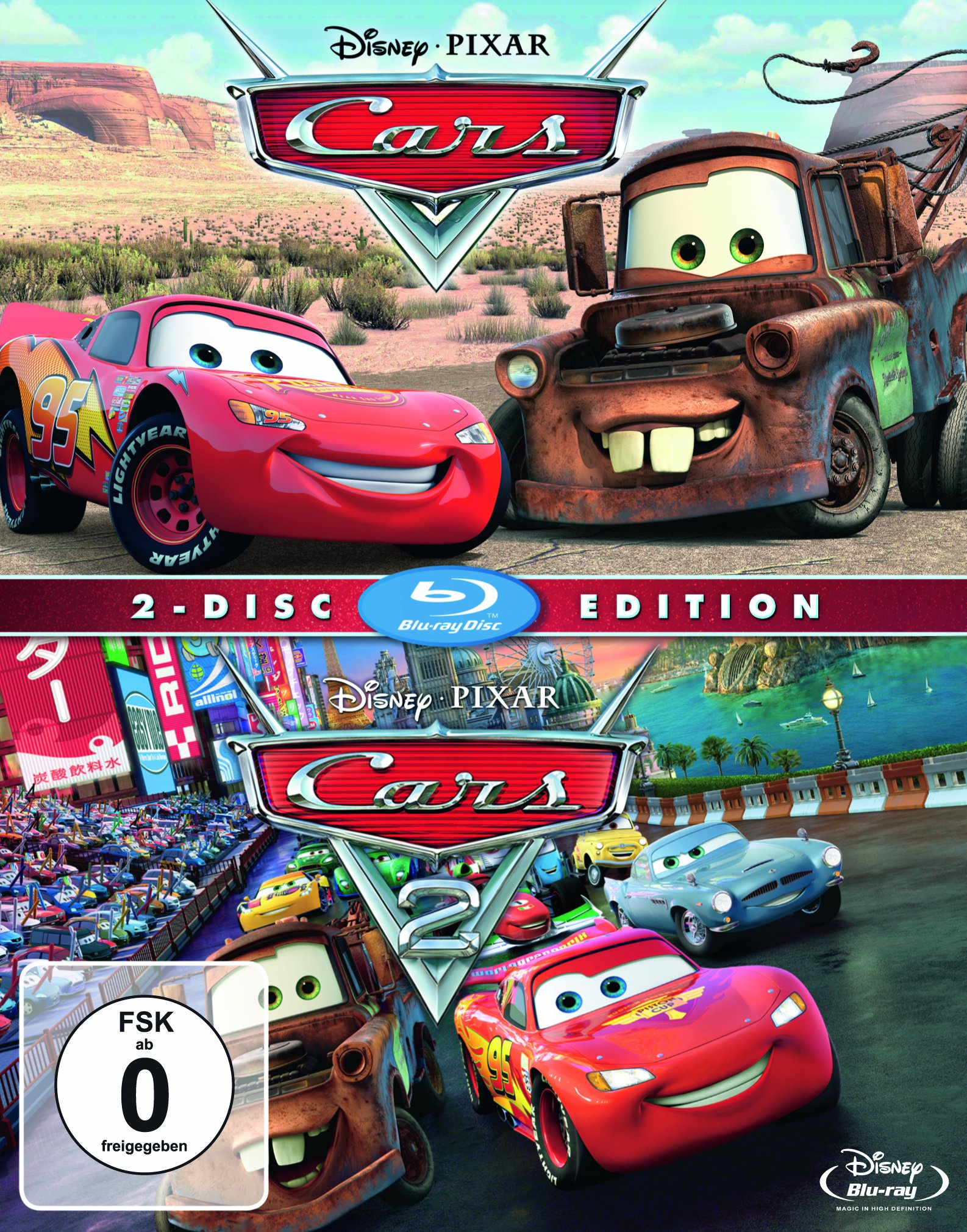 Cars 1 & 2 DVD Movie Set - Lightning McQueen Collection for Kids & Disney Fans | Perfect for Family Movie Nights & Birthday Gifts