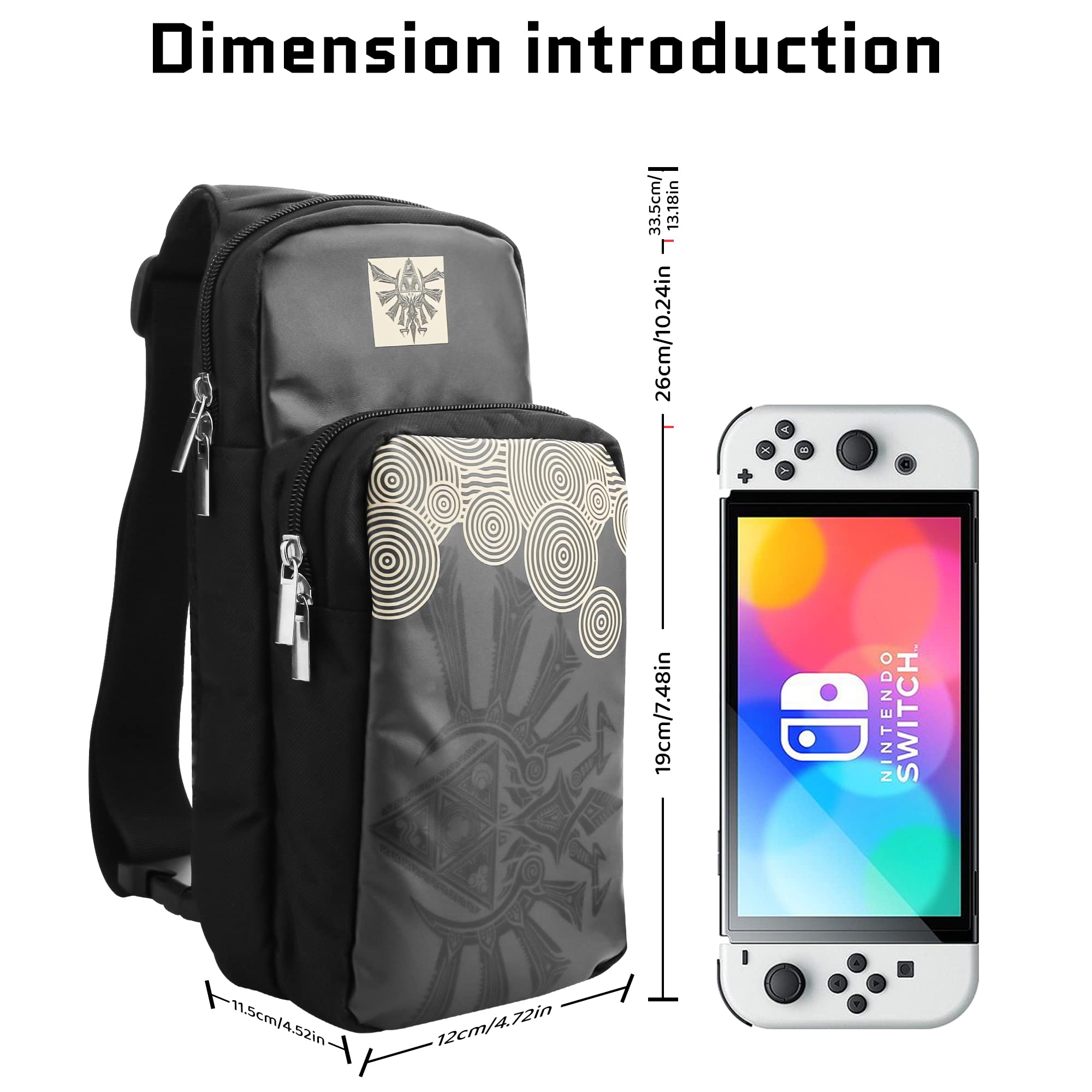 Zelda Switch Travel Bag with 12 Card Slots & Thumb Caps - Portable Crossbody Case for Gaming On-The-Go