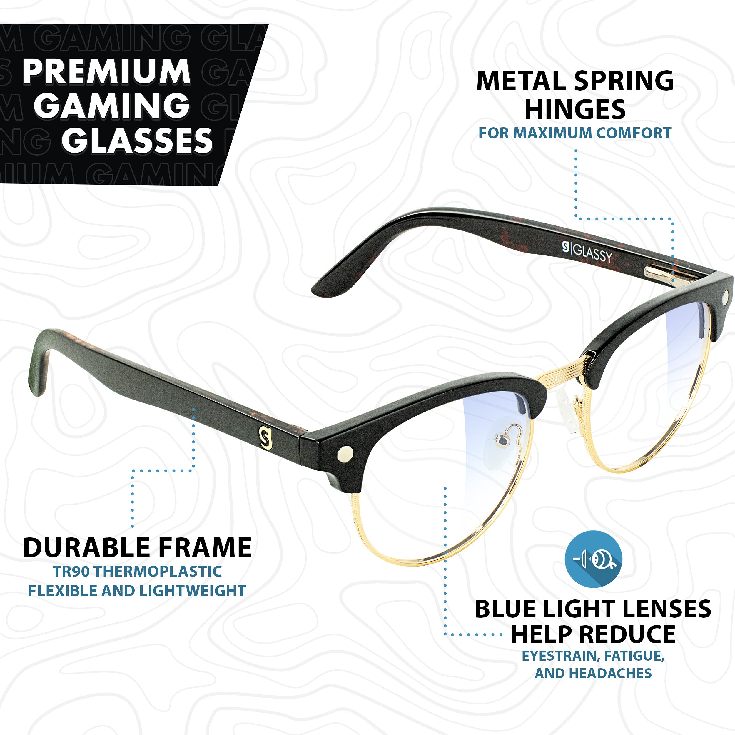 Premium Blue Light Blocking Glasses - Anti Eyestrain & Fatigue Relief for Computer Work, Gaming & Screen Time | Glassy Morrison UV Protection Eyewear for Digital Eye Strain