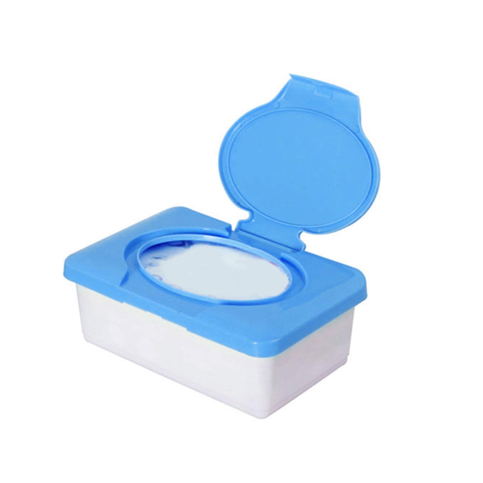 Plastic Wet Wipes Storage Box with Buckle Lid - Blue | Portable Tissue Holder for Home, Car, Office & Travel | Organize Baby Wipes, Makeup Removers & Cleaning Cloths