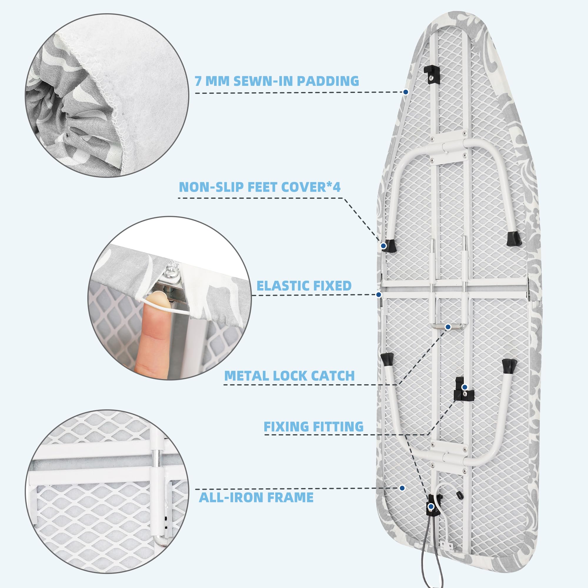 Portable Folding Ironing Board with Removable Cover - Compact for Laundry & Dorms