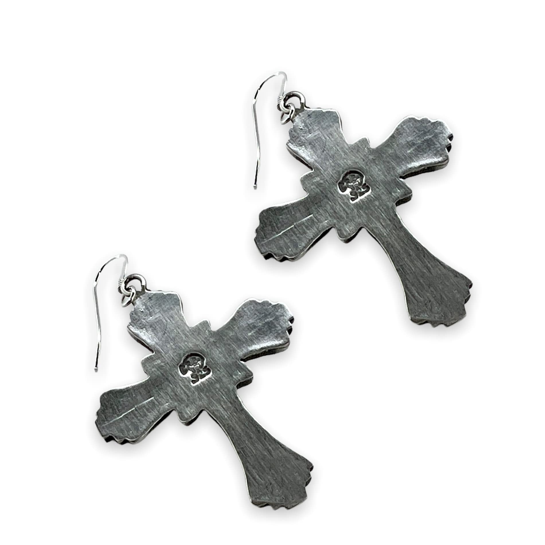 Authentic Native American Handmade 925 Sterling Silver Red Coral Cross Earrings for Women – Christian Drop Jewelry, Nickel-Free French Hook Dangle Earrings – Perfect for Church, Weddings & Everyday Wear