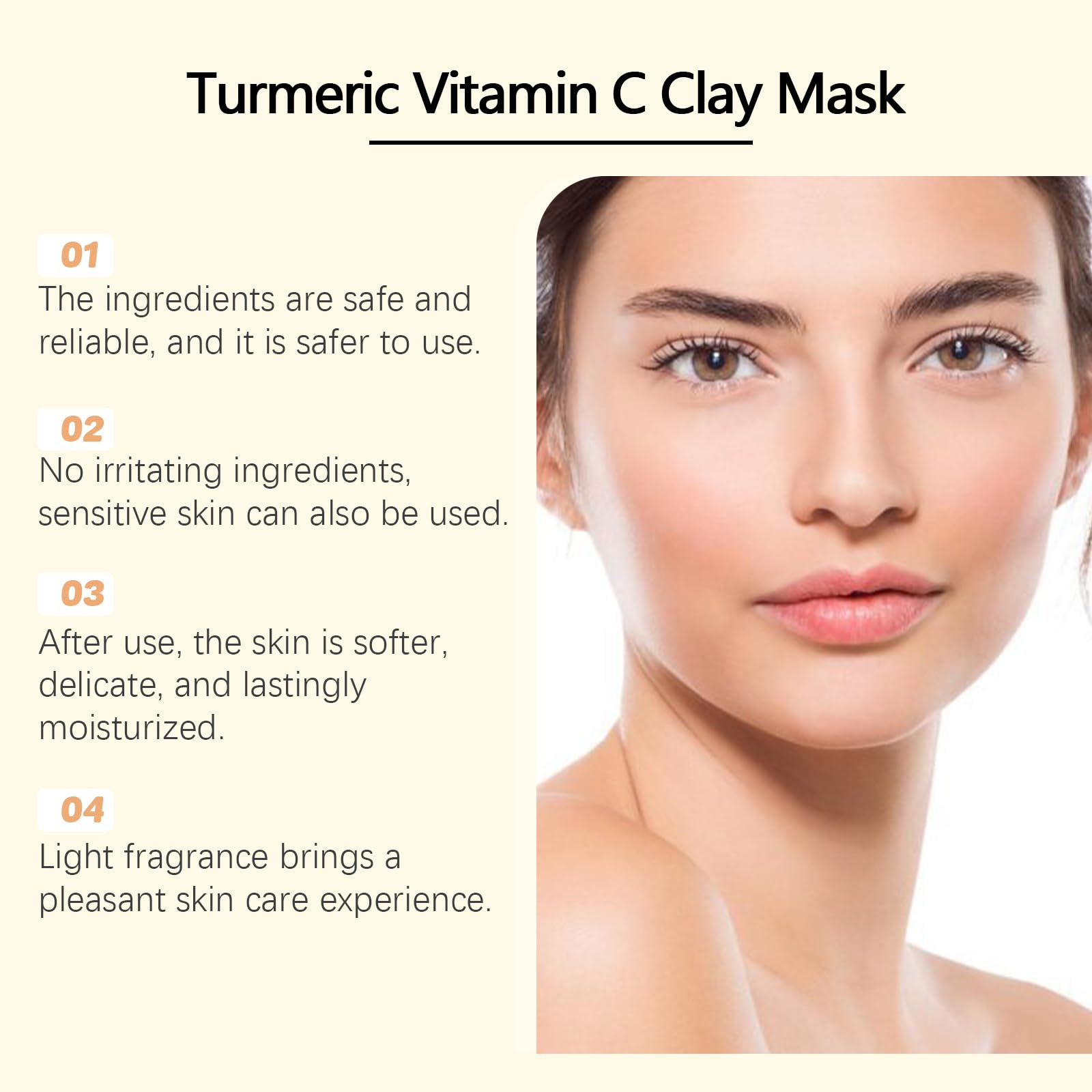 Turmeric & Vitamin C Clay Mask with Brush for Glowing Skin – Deep Cleansing Facial Mask with Kaolin Clay & Aloe Vera | Oil Control, Dark Spot Removal & Gentle Exfoliation for Oily & Acne-Prone Skin | Perfect for Spa Nights & Self-Care Routines